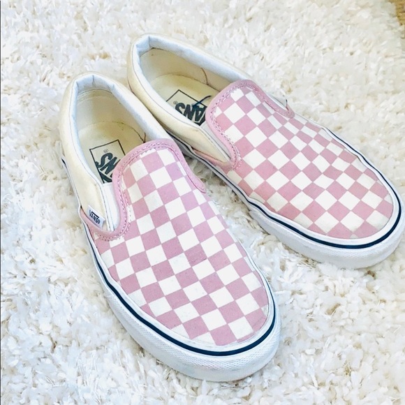 Vans Shoes - Pink Checkered Slip on Vans